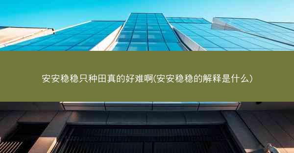 安安稳稳只种田真的好难啊(安安稳稳的解释是什么)