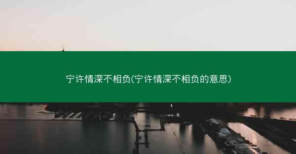 宁许情深不相负(宁许情深不相负的意思)