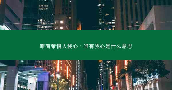 唯有茉惜入我心、唯有我心是什么意思